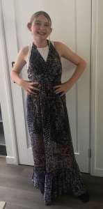 FOREVER NEW COLOURFUL FLORAL WAISTED FULLY LINED MAXI DRESS SIZE 10