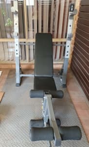 Celsius BC4 Olympic home gym, bench press, leg attachment and weights