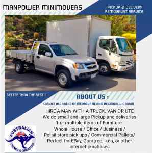 MAN WITH A TRUCK & LARGE UTE FURNITURE PICKUP&DELIVERIES REMOVALIST