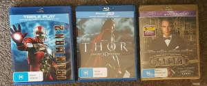 Iron Man 2, Thor, The Great Gatsby Blu-ray DVDs