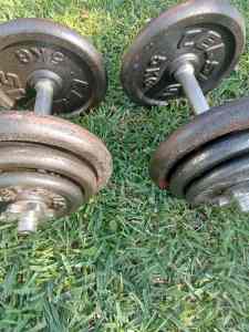 Dumbbells with 35kg of extra weights 