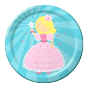 Fairytale Princess Crown Hearts Birthday Party Dinner Paper 8x Plates