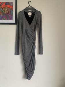 Bardot long Sleeve grey marble type dress
