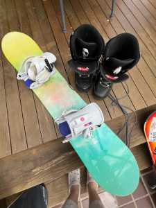 Snowboard girls with bindings and boots