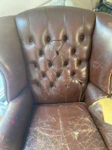 Leather wing back chair FREE