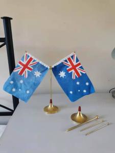 Unique New Old Stock Solid Brass Desk Flag Stand Set $39
