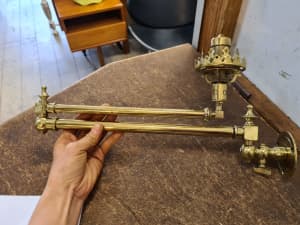Vintage GAS LIGHT Fitting LAMP WALL SCONCE BRACKET Ornate Brass Swing