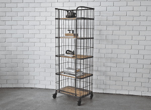 Industrial-style iron and mango wood shelves