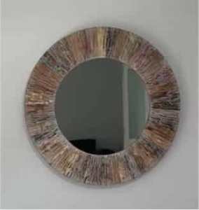 Round distressed timber mirror. 78 cm. Pick up only Castle Hill.