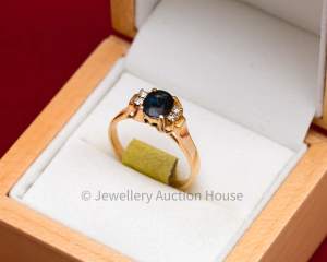 VALUED $2,775 14K YELLOW GOLD SAPPHIRE AND DIAMOND RING