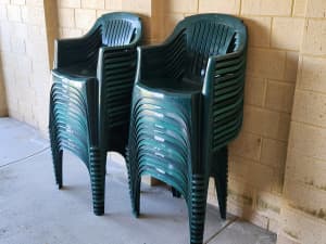 30 green plastic chairs for hire. $0.25 per chair per day