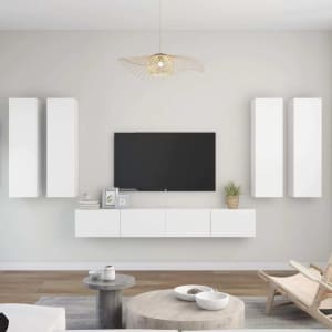Pagnell 6 Piece TV Cabinet Set White Engineered Wood...
