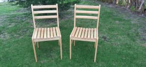 TWO INDOOR / OUTDOOR WOODEN CHAIRS $40 FOR BOTH