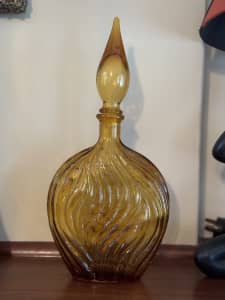 Genie bottle - Swirl Design - Amber, Vintage