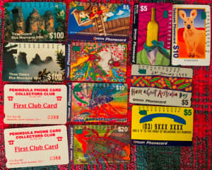 PHONE CARDS NEW USED AUST AND WORLD WIDE INC MEMORABILLIA FROM $1 neg