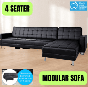 Modular Tufted Sofa Bed Chaise Lounge Black - Pickup / Delivery