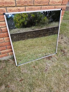 Mirror. Aluminium frame, 90 cm square. Excellent condition