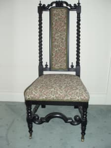 ANTIQUE VICTORIAN carved wood ladies CHAIR with castors