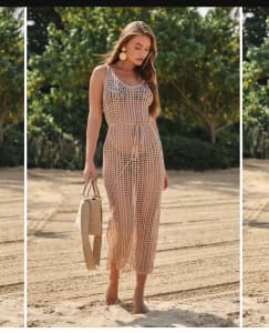 BRAND: Beachcity - Crochet beach slip dress. Size L