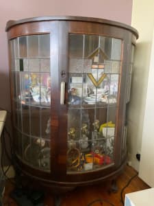 Art Deco Leadlight Crystal Cabinet