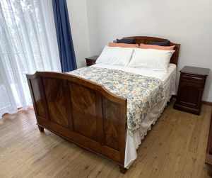 Vintage double bed with Inlaid timber