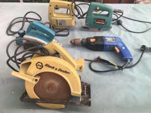 Six Various Selection Of Electric Power Tools.