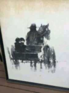 Children in carriage, charcoal on paper signed u.r.c Aldo Luongo