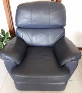 Blue leather Moran recliner *SELLING AT HALF PRICE*