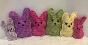 Easter gifts- cute colourful crocheted Easter bunnies