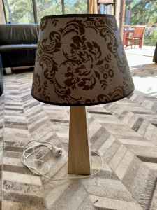 Table lamp with embossed velvet shade