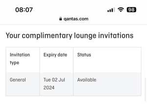 Qantas Lounge Invitation Pass