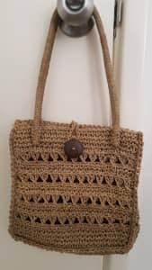 Hand Woven Square Rattan Straw Shoulder / Hand Bag