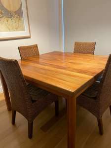 Nordic Design Blackwood Dining table plus 4 cane woven chairs