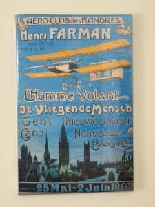 Canvas poster “Aero Club de Flandres - Henri Farman” NEW 90 x 59cm