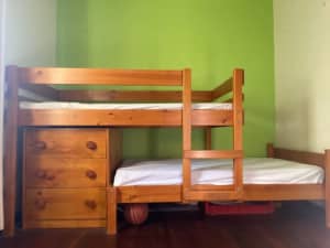 Bunkers bunk bed with chest of drawers (lo-line, long wall style)