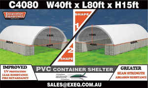 40ft x 80ft Container Shelter - No End Wall