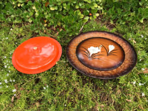 Japanese lacquerware lidded serving dishes - 2 available. 1970/80s