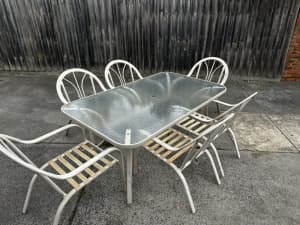 Outdoor glass table and chairs
