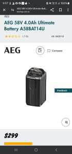 Aeg 58v Battery and Charger 