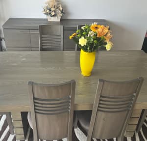 Large Dining Table with 6 Chairs & Matching Buffet