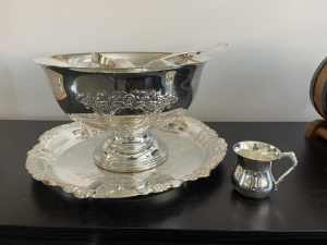 Large Silver Plate Punch Set $90