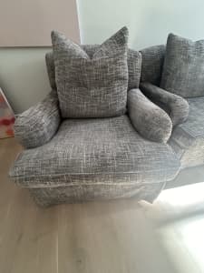 Custom made occasional chairs . Fabric wool tweed.