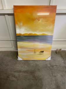 GREAT GIFT Sailor in the sunset Handpainted Oil Paint Canvas