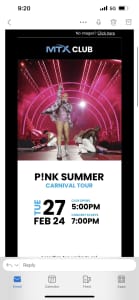 X2 pink concert tickets 