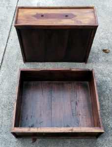 teak timber drawer, 4 available, h18cm w52cm d42cm