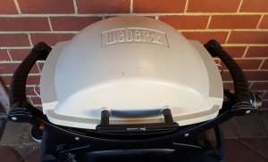 Weber Baby Q with Weber Stand, Weber Brush, and Gas Bottle
