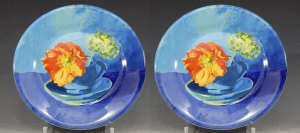 2 x Vintage Salad/Dessert Plates Outremer by Gien Pottery, France