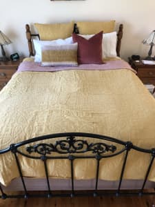 Queen bed frame - wood and metal