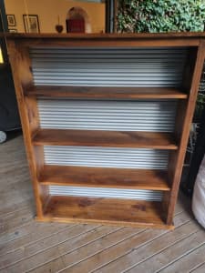 Timber Bookcase with corrugated backing.