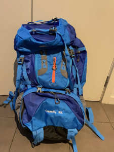 Blue hiking bag 80L